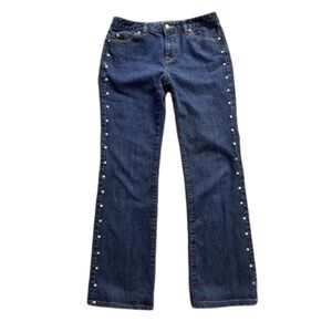 Michael Kors Women’s Studded Dark Wash Blue Jeans Size 4 Hemmed
